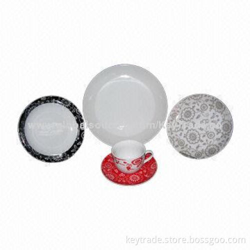Fine Porcelain 20-piece Dinner Set in Rim-shape with Decal, Customized Designs Welcomed